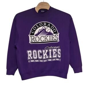 Vintage 90s Colorado Rockies Crewneck Sweatshirt Mens XXL Purple MLB Baseball